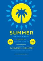 Summer party poster or flyer design template modern clean style. vector