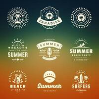 Summer holidays labels and badges retro typography design set. vector