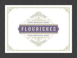 Vintage ornament greeting card calligraphic ornate swirls and vignettes frame design template vector