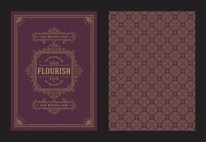Vintage ornament greeting card calligraphic ornate swirls and vignettes frame design template vector