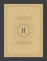 Vintage ornament greeting card calligraphic ornate swirls and vignettes frame design template vector