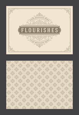 Vintage ornament greeting card calligraphic ornate swirls and vignettes frame design template