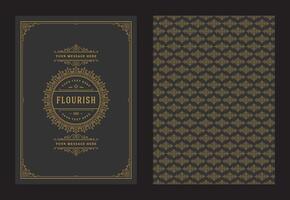 Vintage ornament greeting card calligraphic ornate swirls and vignettes frame design template vector