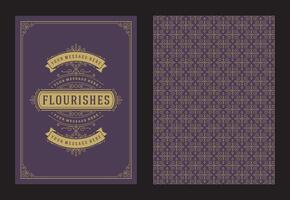 Vintage ornament greeting card calligraphic ornate swirls and vignettes frame design template vector