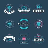 Summer holidays labels and badges retro typography design set. vector