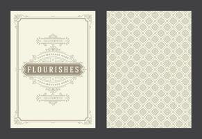 Vintage ornament greeting card calligraphic ornate swirls and vignettes frame design template vector