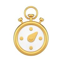 Premium realistic golden stopwatch with arrow movement for checking seconds minutes 3d icon vector