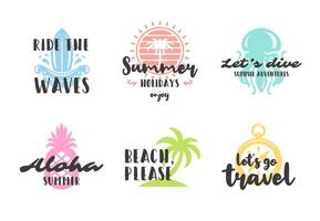 Summer holidays typography inspirational quotes design for posters or apparels set vector