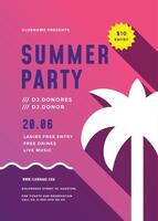 Summer beach party flyer or poster template modern typography style design. vector