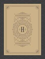 Vintage ornament greeting card calligraphic ornate swirls and vignettes frame design template vector