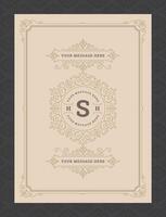 Vintage ornament greeting card calligraphic ornate swirls and vignettes frame design template vector