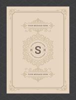 Vintage ornament greeting card calligraphic ornate swirls and vignettes frame design template vector