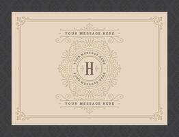 Vintage ornament greeting card calligraphic ornate swirls and vignettes frame design template vector