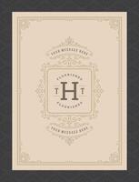 Vintage ornament greeting card calligraphic ornate swirls and vignettes frame design template vector