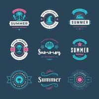 Summer holidays labels and badges retro typography design set. vector