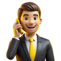 Businessman Calling Mobile 3d Character png