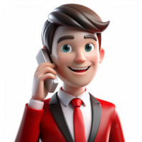 Businessman Calling Mobile 3d Mascot png