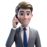 Businessman Calling Mobile 3d Image png