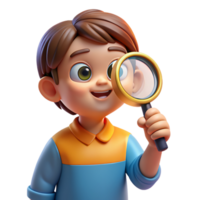 Boy Holding Magnifying Glass 3d Design png