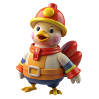 Chicken in Fireman Costume 3d Asset png