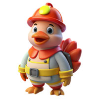 pollo nel vigile del fuoco costume 3d portafortuna png