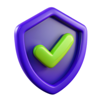 Shield with Check Mark 3d Object png