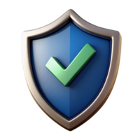 Shield with Check Mark 3d Render png