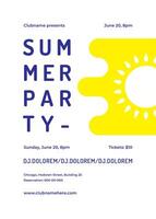 Summer party poster or flyer design template modern clean style. vector