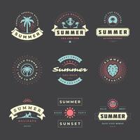 Summer holidays labels and badges retro typography design set. vector