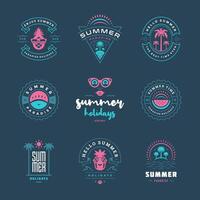 Summer holidays labels and badges retro typography design set. vector