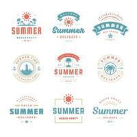 Summer holidays labels and badges retro typography design set. vector