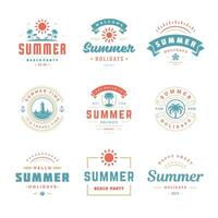 Summer holidays labels and badges retro typography design set. vector