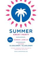 Summer party poster or flyer design template modern clean style. vector