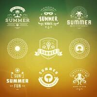 Summer holidays labels and badges retro typography design set. vector