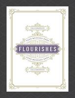 Vintage ornament greeting card calligraphic ornate swirls and vignettes frame design template vector