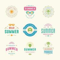 Summer holidays labels and badges retro typography design set. vector