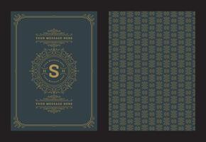 Vintage ornament greeting card calligraphic ornate swirls and vignettes frame design template vector