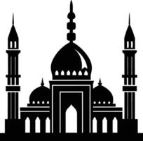 A black mosque minaret silhouette for eid mubarak vector