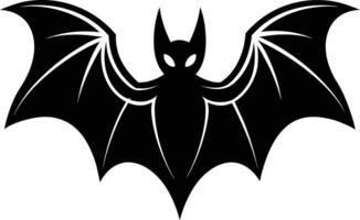 A black silhouette of a bat with wings vector