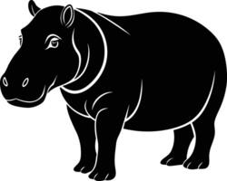 A black silhouette of a hippo vector