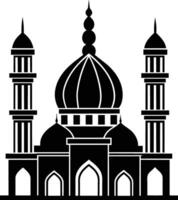 A black mosque minaret silhouette for eid mubarak vector