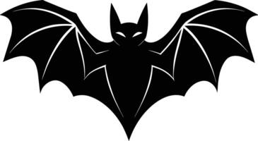 A black silhouette of a bat with wings vector