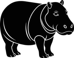 A black silhouette of a hippo vector