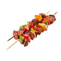 apetitoso recortes de carbonizado kebabs en palos png