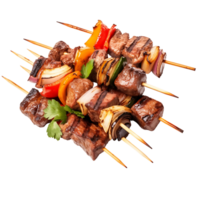 Sizzling Cutouts of Grilled Kebabs on Skewers png