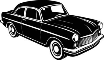 A black silhouette of a old classic car vector