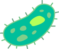 Flat green virus cartoon illustration png