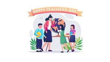 happy teachers day with children and teachers video