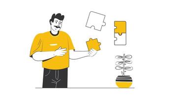 illustration of a man holding a puzzle piece video