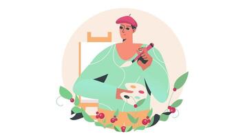 un illustration de une femme en portant une pinceau video